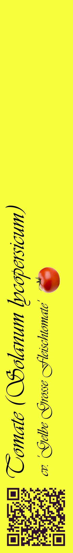 Étiquette de : Solanum lycopersicum cv. 'Gelbe Grosse Fleischtomate' - format c - style noire18_basiqueviv avec qrcode et comestibilité simplifiée