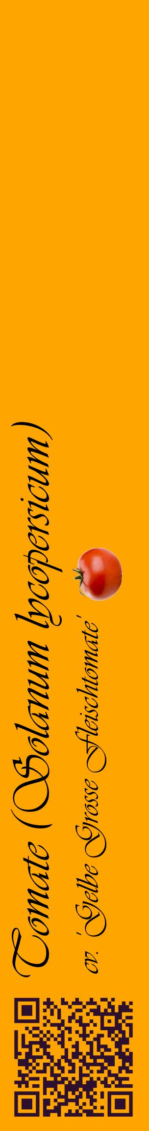 Étiquette de : Solanum lycopersicum cv. 'Gelbe Grosse Fleischtomate' - format c - style noire22_basiqueviv avec qrcode et comestibilité simplifiée
