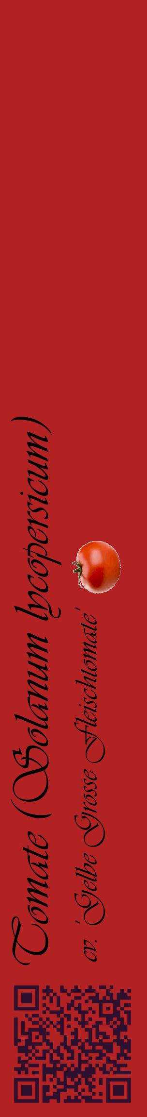 Étiquette de : Solanum lycopersicum cv. 'Gelbe Grosse Fleischtomate' - format c - style noire28_basiqueviv avec qrcode et comestibilité simplifiée