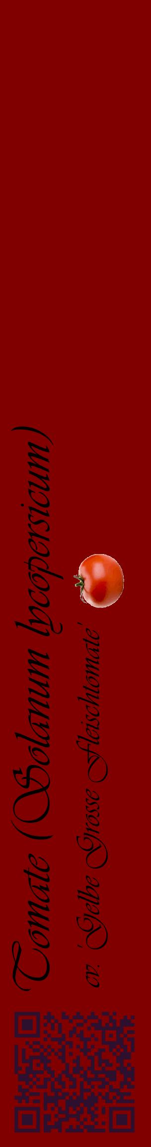 Étiquette de : Solanum lycopersicum cv. 'Gelbe Grosse Fleischtomate' - format c - style noire29_basiqueviv avec qrcode et comestibilité simplifiée