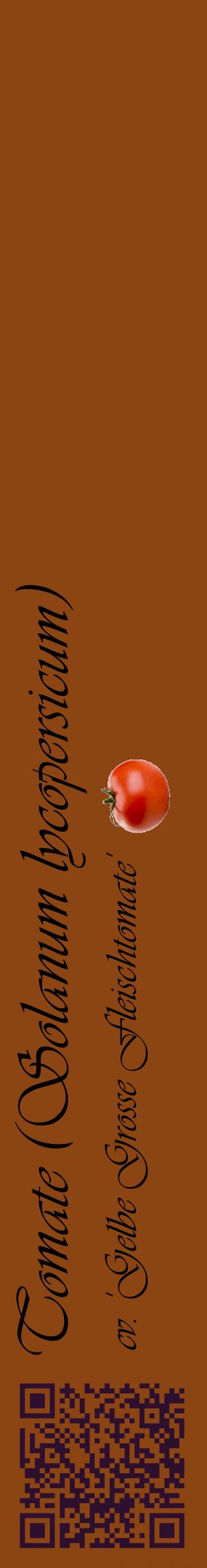 Étiquette de : Solanum lycopersicum cv. 'Gelbe Grosse Fleischtomate' - format c - style noire30_basiqueviv avec qrcode et comestibilité simplifiée