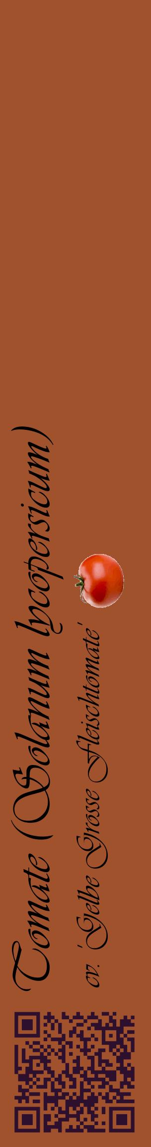 Étiquette de : Solanum lycopersicum cv. 'Gelbe Grosse Fleischtomate' - format c - style noire32_basiqueviv avec qrcode et comestibilité simplifiée