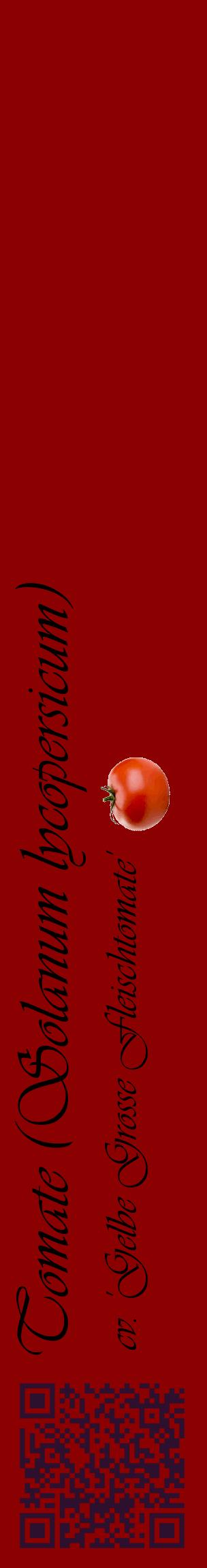 Étiquette de : Solanum lycopersicum cv. 'Gelbe Grosse Fleischtomate' - format c - style noire34_basiqueviv avec qrcode et comestibilité simplifiée