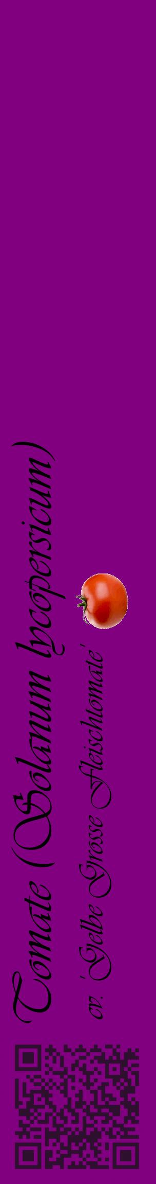 Étiquette de : Solanum lycopersicum cv. 'Gelbe Grosse Fleischtomate' - format c - style noire46_basiqueviv avec qrcode et comestibilité simplifiée