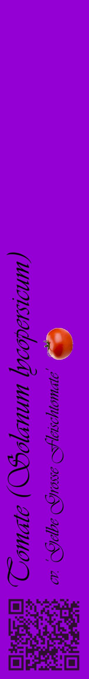 Étiquette de : Solanum lycopersicum cv. 'Gelbe Grosse Fleischtomate' - format c - style noire48_basiqueviv avec qrcode et comestibilité simplifiée