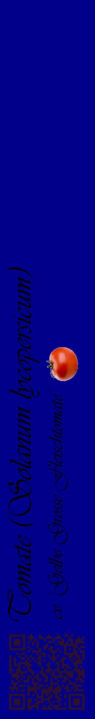 Étiquette de : Solanum lycopersicum cv. 'Gelbe Grosse Fleischtomate' - format c - style noire7_basiqueviv avec qrcode et comestibilité simplifiée