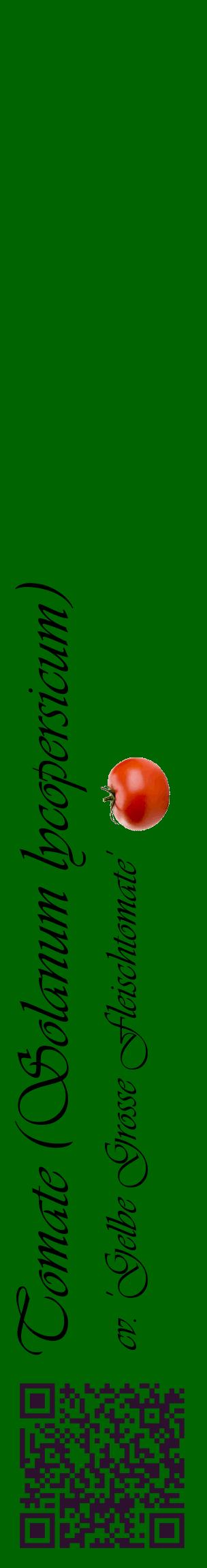 Étiquette de : Solanum lycopersicum cv. 'Gelbe Grosse Fleischtomate' - format c - style noire8_basiqueviv avec qrcode et comestibilité simplifiée