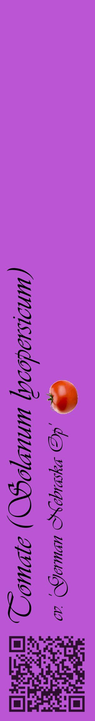 Étiquette de : Solanum lycopersicum cv. 'German Nebraska Op' - format c - style noire50_basiqueviv avec qrcode et comestibilité simplifiée