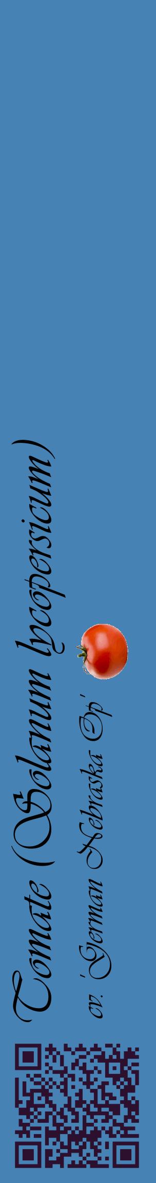 Étiquette de : Solanum lycopersicum cv. 'German Nebraska Op' - format c - style noire5_basiqueviv avec qrcode et comestibilité simplifiée