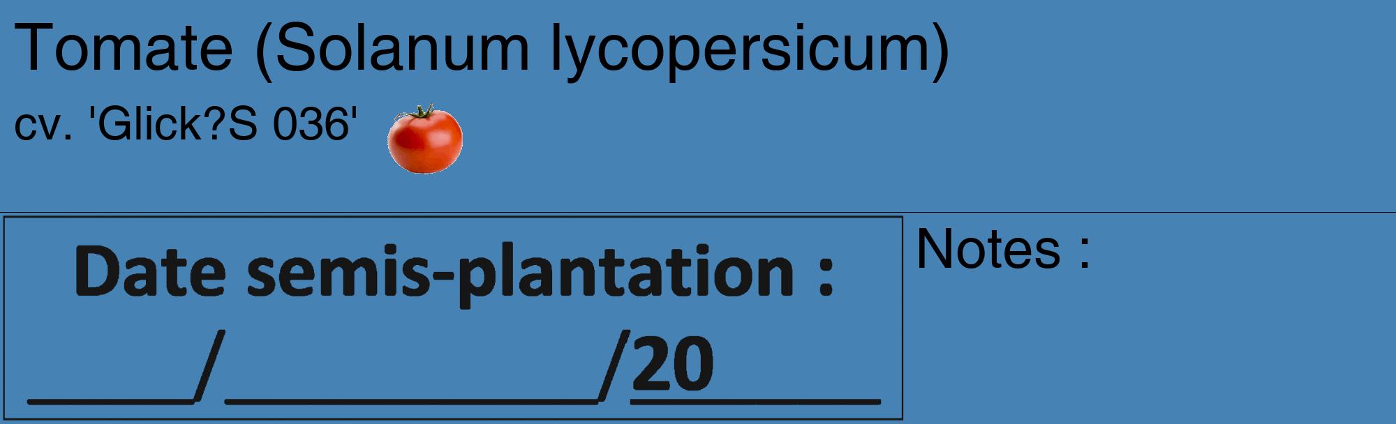 Étiquette de : Solanum lycopersicum cv. 'Glick?S 036' - format c - style noire5basique_basique_basiquehel avec comestibilité simplifiée