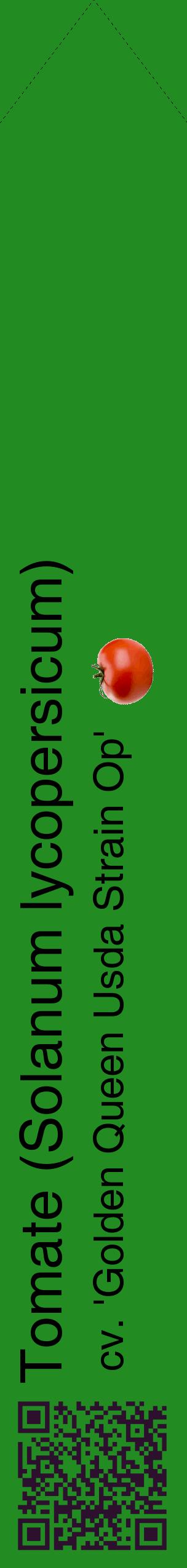 Étiquette de : Solanum lycopersicum cv. 'Golden Queen Usda Strain Op' - format c - style noire10_simplehel avec qrcode et comestibilité simplifiée