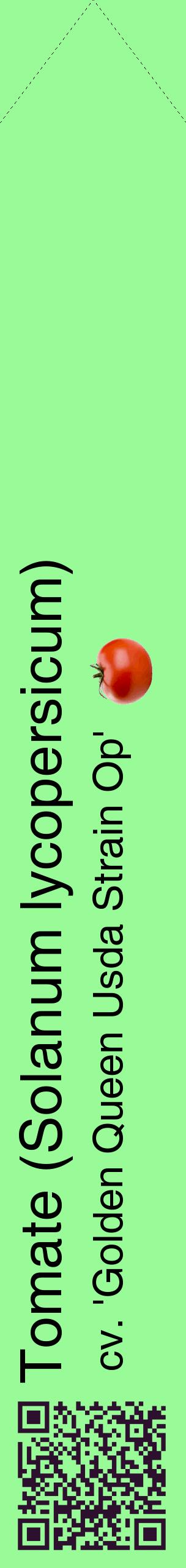 Étiquette de : Solanum lycopersicum cv. 'Golden Queen Usda Strain Op' - format c - style noire14_simplehel avec qrcode et comestibilité simplifiée