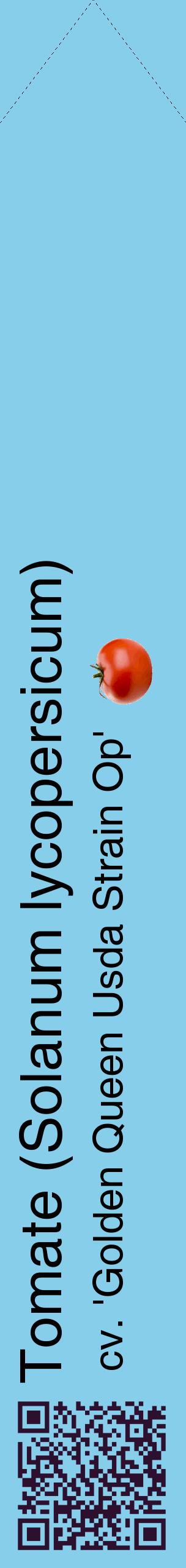 Étiquette de : Solanum lycopersicum cv. 'Golden Queen Usda Strain Op' - format c - style noire1_simplehel avec qrcode et comestibilité simplifiée