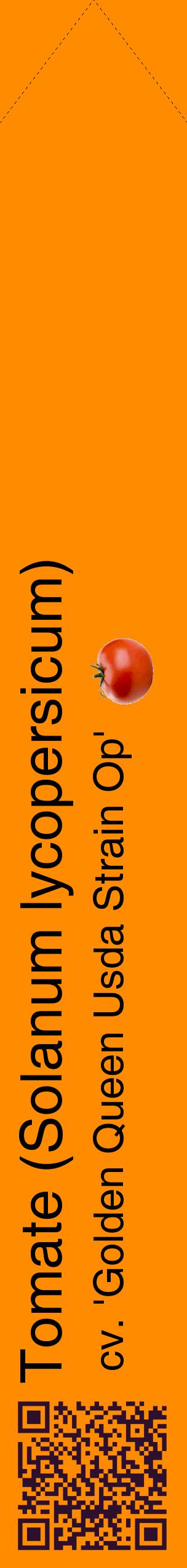 Étiquette de : Solanum lycopersicum cv. 'Golden Queen Usda Strain Op' - format c - style noire23_simplehel avec qrcode et comestibilité simplifiée