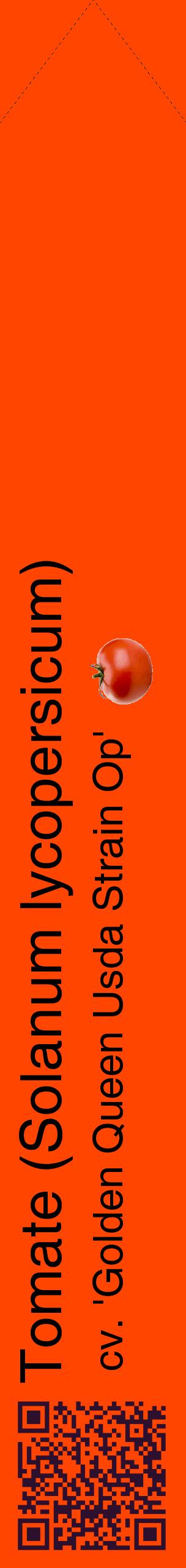 Étiquette de : Solanum lycopersicum cv. 'Golden Queen Usda Strain Op' - format c - style noire26_simplehel avec qrcode et comestibilité simplifiée