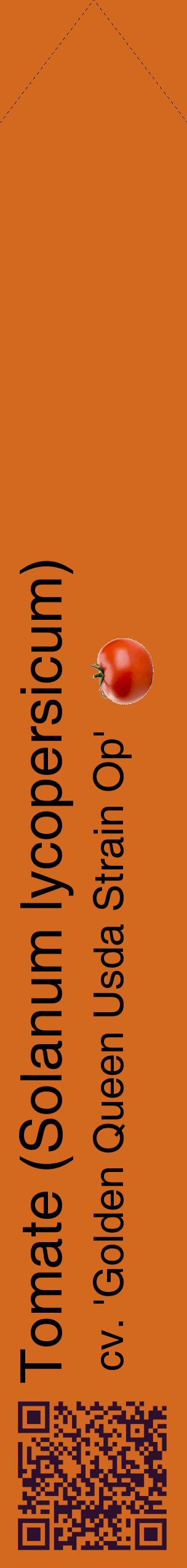 Étiquette de : Solanum lycopersicum cv. 'Golden Queen Usda Strain Op' - format c - style noire31_simplehel avec qrcode et comestibilité simplifiée