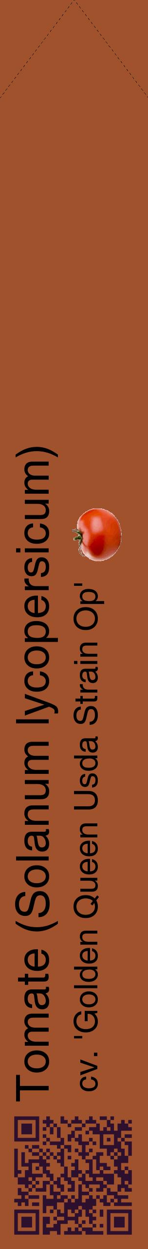 Étiquette de : Solanum lycopersicum cv. 'Golden Queen Usda Strain Op' - format c - style noire32_simplehel avec qrcode et comestibilité simplifiée