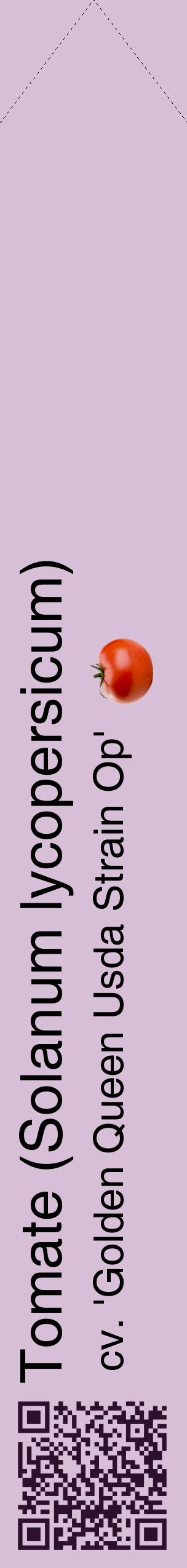 Étiquette de : Solanum lycopersicum cv. 'Golden Queen Usda Strain Op' - format c - style noire54_simplehel avec qrcode et comestibilité simplifiée
