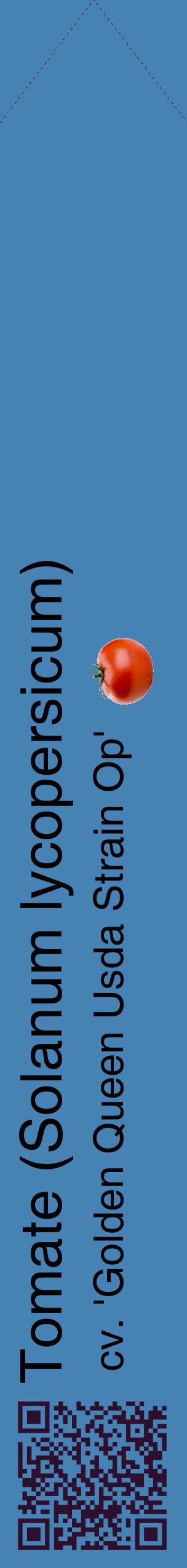 Étiquette de : Solanum lycopersicum cv. 'Golden Queen Usda Strain Op' - format c - style noire5_simplehel avec qrcode et comestibilité simplifiée