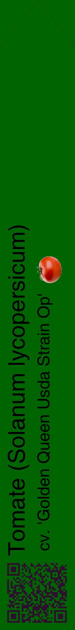 Étiquette de : Solanum lycopersicum cv. 'Golden Queen Usda Strain Op' - format c - style noire8_simplehel avec qrcode et comestibilité simplifiée
