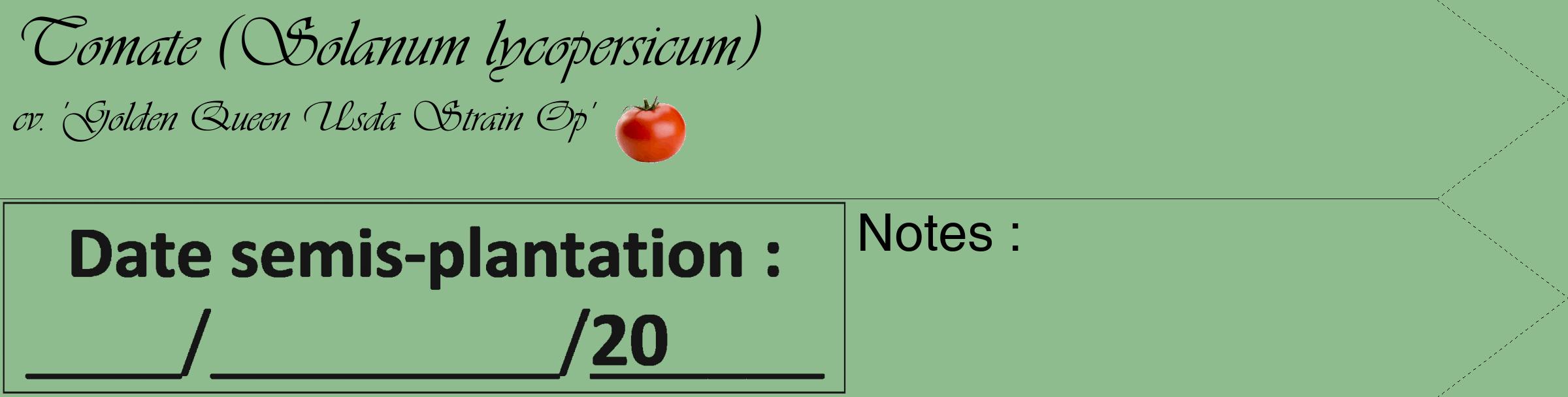 Étiquette de : Solanum lycopersicum cv. 'Golden Queen Usda Strain Op' - format c - style noire13_simple_simpleviv avec comestibilité simplifiée