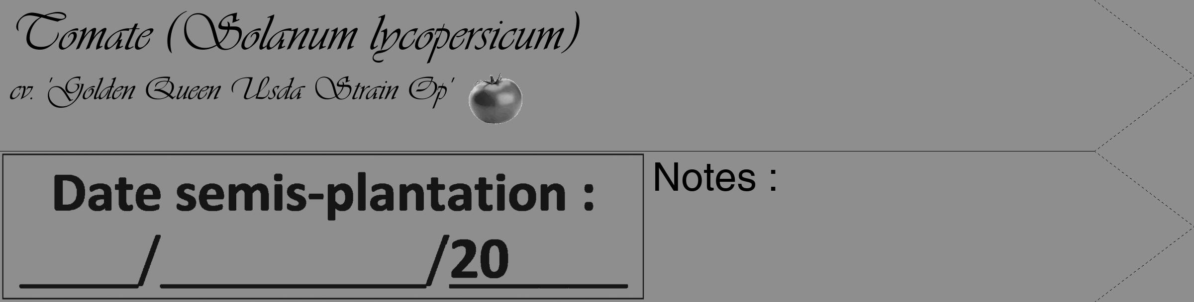 Étiquette de : Solanum lycopersicum cv. 'Golden Queen Usda Strain Op' - format c - style noire25_simple_simpleviv avec comestibilité simplifiée