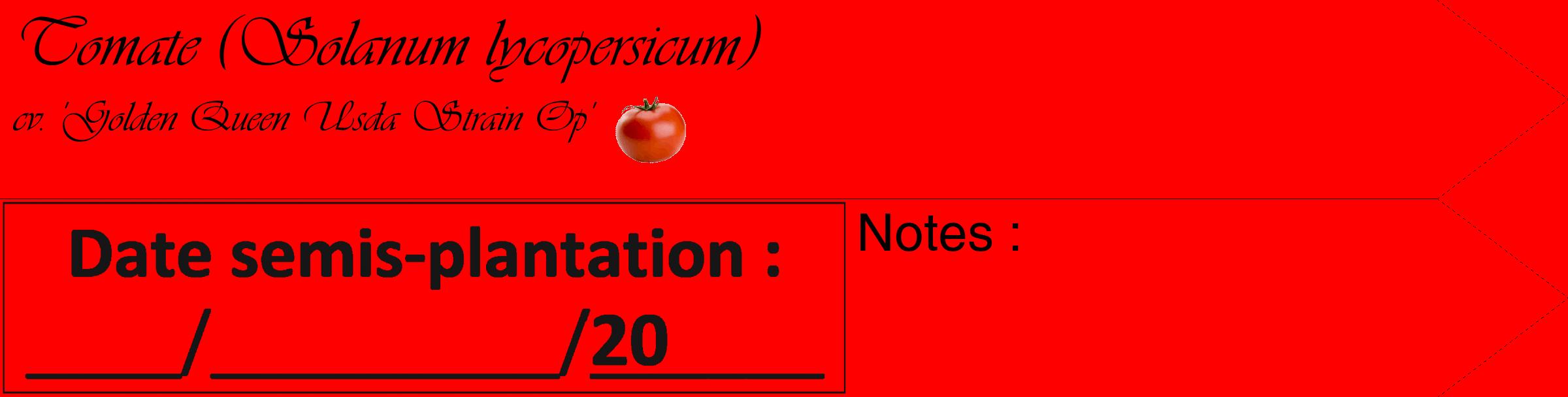 Étiquette de : Solanum lycopersicum cv. 'Golden Queen Usda Strain Op' - format c - style noire27_simple_simpleviv avec comestibilité simplifiée