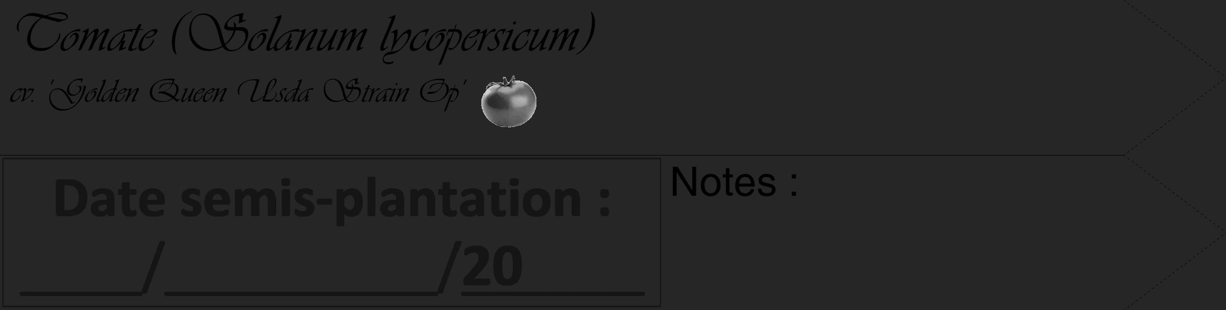 Étiquette de : Solanum lycopersicum cv. 'Golden Queen Usda Strain Op' - format c - style noire29_simple_simpleviv avec comestibilité simplifiée