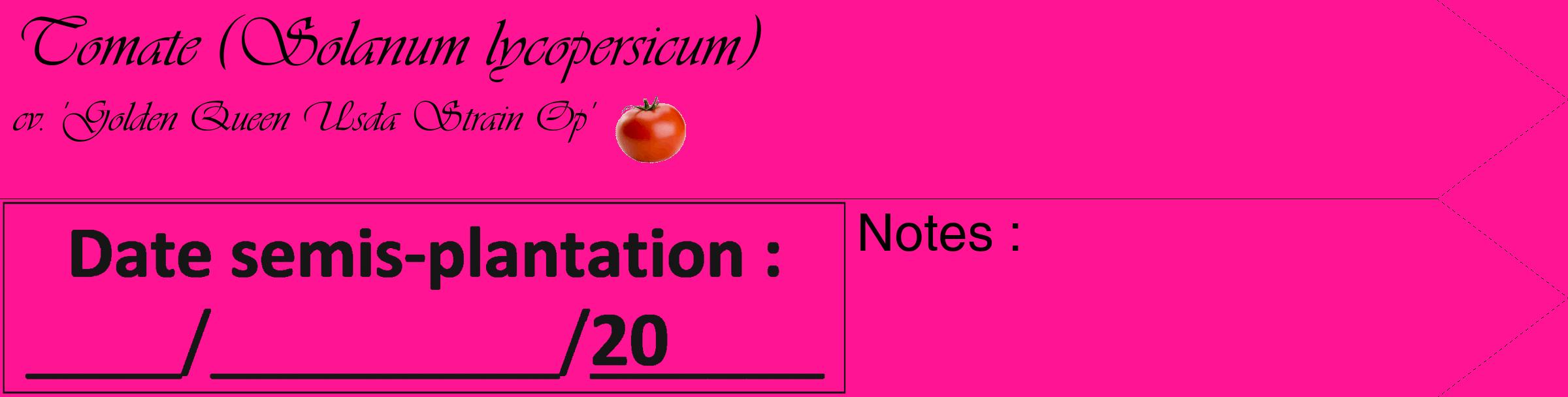 Étiquette de : Solanum lycopersicum cv. 'Golden Queen Usda Strain Op' - format c - style noire43_simple_simpleviv avec comestibilité simplifiée