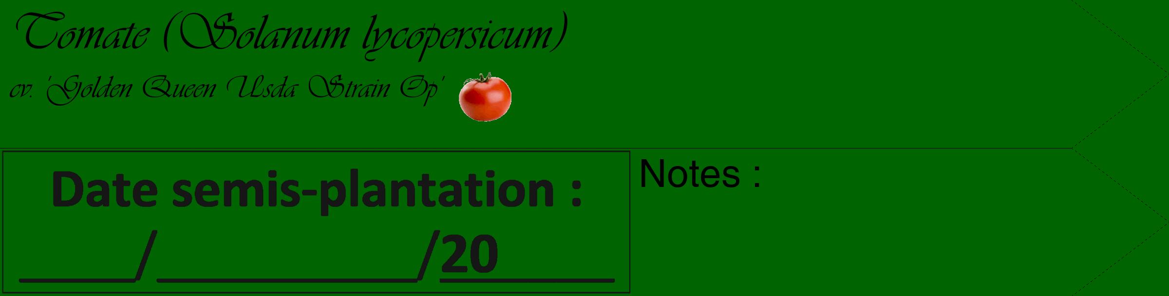 Étiquette de : Solanum lycopersicum cv. 'Golden Queen Usda Strain Op' - format c - style noire8_simple_simpleviv avec comestibilité simplifiée