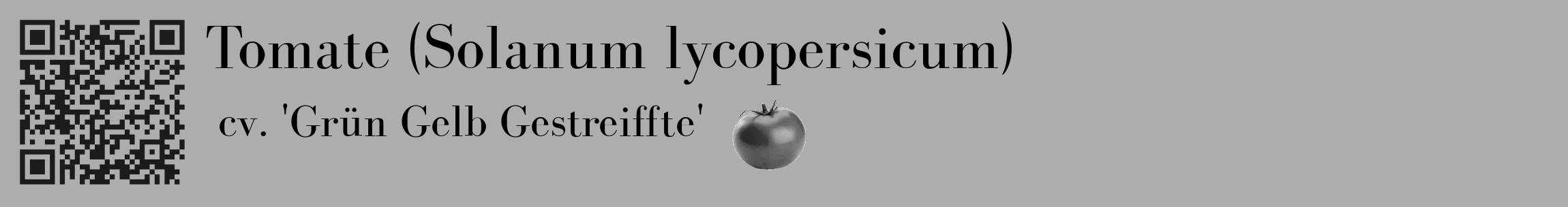 Étiquette de : Solanum lycopersicum cv. 'Grün Gelb Gestreiffte' - format c - style noire22_basique_basiquebod avec qrcode et comestibilité simplifiée