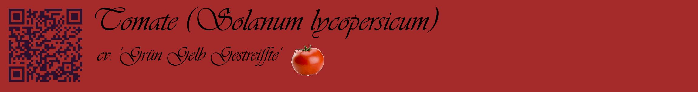 Étiquette de : Solanum lycopersicum cv. 'Grün Gelb Gestreiffte' - format c - style noire33basique_basique_basiqueviv avec qrcode et comestibilité simplifiée