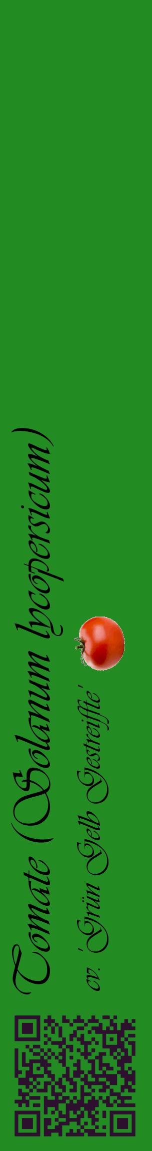 Étiquette de : Solanum lycopersicum cv. 'Grün Gelb Gestreiffte' - format c - style noire10_basiqueviv avec qrcode et comestibilité simplifiée