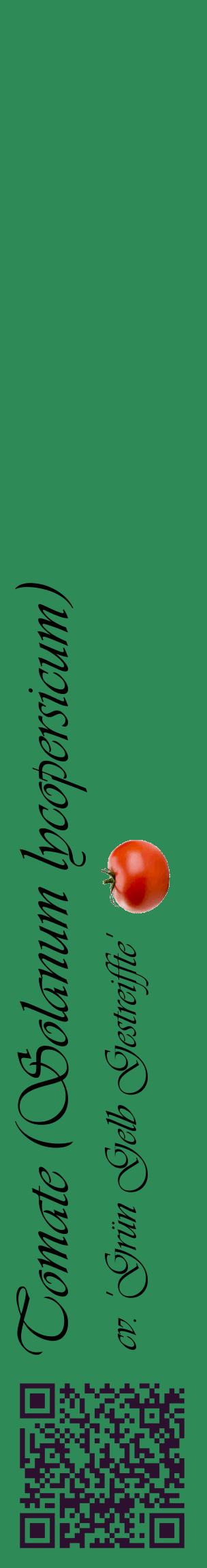 Étiquette de : Solanum lycopersicum cv. 'Grün Gelb Gestreiffte' - format c - style noire11_basiqueviv avec qrcode et comestibilité simplifiée