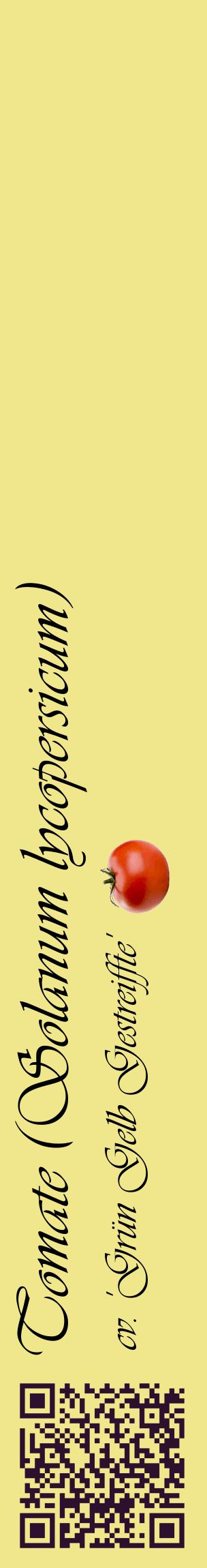 Étiquette de : Solanum lycopersicum cv. 'Grün Gelb Gestreiffte' - format c - style noire20_basiqueviv avec qrcode et comestibilité simplifiée