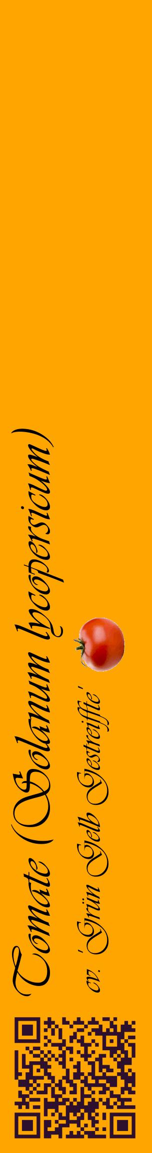 Étiquette de : Solanum lycopersicum cv. 'Grün Gelb Gestreiffte' - format c - style noire22_basiqueviv avec qrcode et comestibilité simplifiée