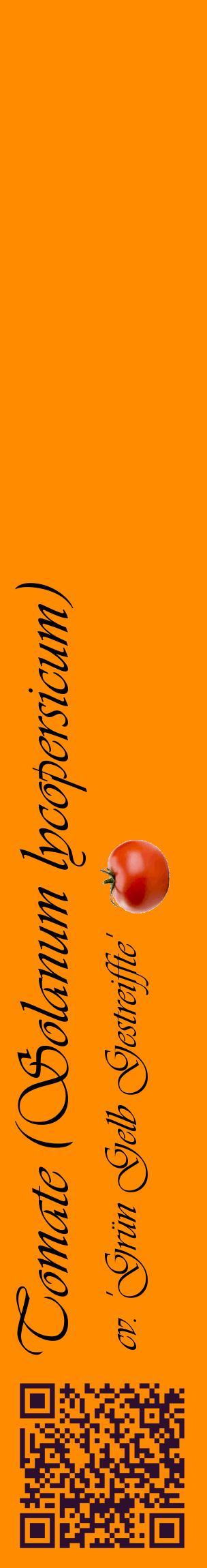 Étiquette de : Solanum lycopersicum cv. 'Grün Gelb Gestreiffte' - format c - style noire23_basiqueviv avec qrcode et comestibilité simplifiée