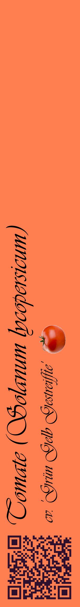 Étiquette de : Solanum lycopersicum cv. 'Grün Gelb Gestreiffte' - format c - style noire24_basiqueviv avec qrcode et comestibilité simplifiée