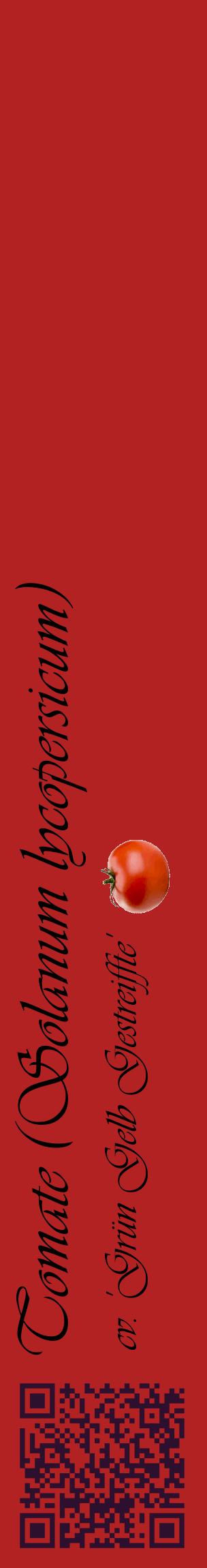Étiquette de : Solanum lycopersicum cv. 'Grün Gelb Gestreiffte' - format c - style noire28_basiqueviv avec qrcode et comestibilité simplifiée