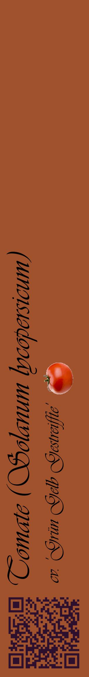 Étiquette de : Solanum lycopersicum cv. 'Grün Gelb Gestreiffte' - format c - style noire32_basiqueviv avec qrcode et comestibilité simplifiée