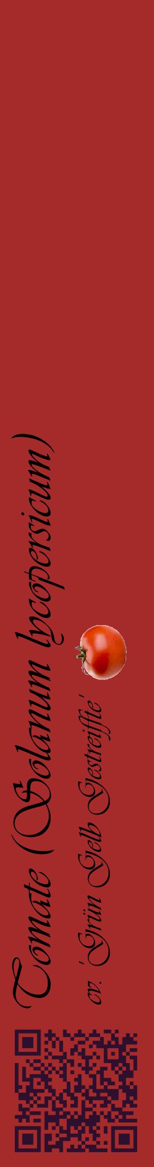 Étiquette de : Solanum lycopersicum cv. 'Grün Gelb Gestreiffte' - format c - style noire33_basiqueviv avec qrcode et comestibilité simplifiée