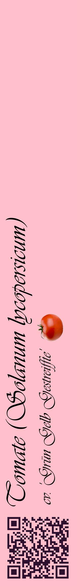 Étiquette de : Solanum lycopersicum cv. 'Grün Gelb Gestreiffte' - format c - style noire40_basiqueviv avec qrcode et comestibilité simplifiée