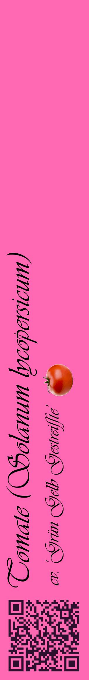 Étiquette de : Solanum lycopersicum cv. 'Grün Gelb Gestreiffte' - format c - style noire42_basiqueviv avec qrcode et comestibilité simplifiée