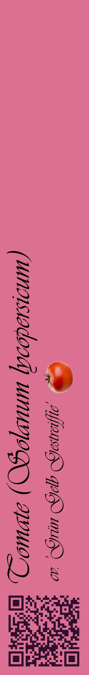 Étiquette de : Solanum lycopersicum cv. 'Grün Gelb Gestreiffte' - format c - style noire44_basiqueviv avec qrcode et comestibilité simplifiée