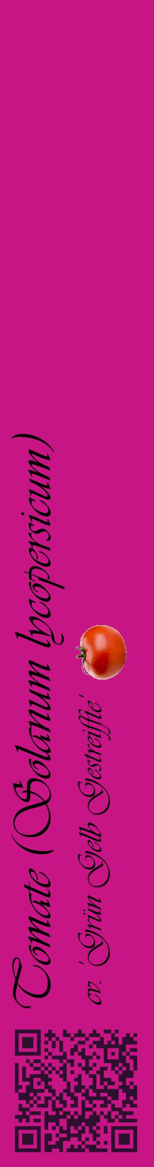 Étiquette de : Solanum lycopersicum cv. 'Grün Gelb Gestreiffte' - format c - style noire45_basiqueviv avec qrcode et comestibilité simplifiée