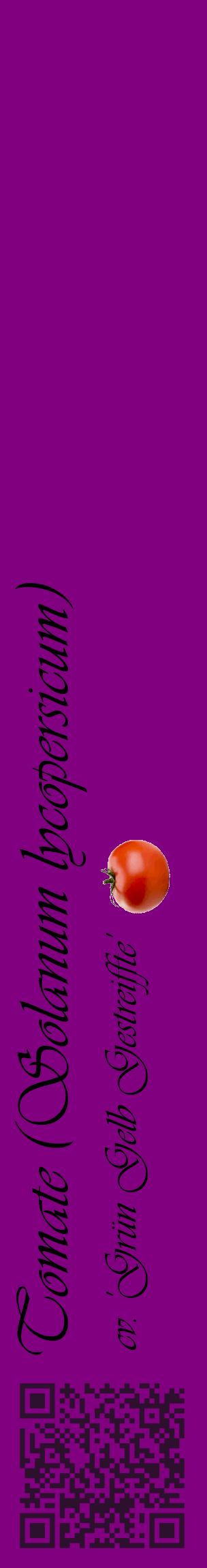 Étiquette de : Solanum lycopersicum cv. 'Grün Gelb Gestreiffte' - format c - style noire46_basiqueviv avec qrcode et comestibilité simplifiée
