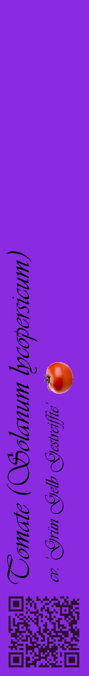 Étiquette de : Solanum lycopersicum cv. 'Grün Gelb Gestreiffte' - format c - style noire49_basiqueviv avec qrcode et comestibilité simplifiée