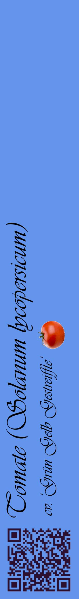 Étiquette de : Solanum lycopersicum cv. 'Grün Gelb Gestreiffte' - format c - style noire4_basiqueviv avec qrcode et comestibilité simplifiée