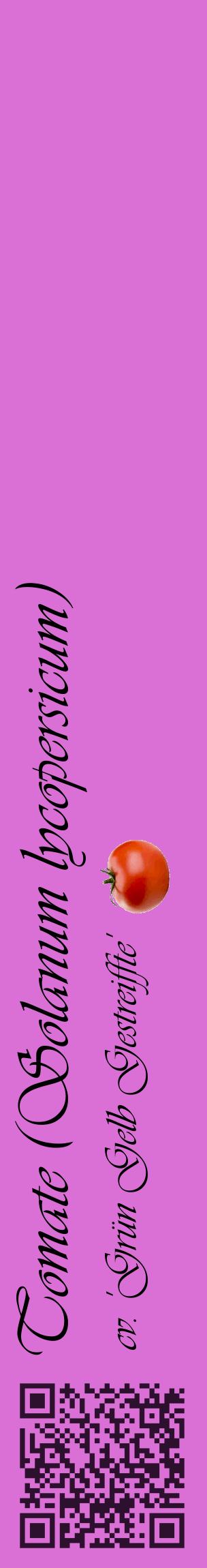 Étiquette de : Solanum lycopersicum cv. 'Grün Gelb Gestreiffte' - format c - style noire52_basiqueviv avec qrcode et comestibilité simplifiée