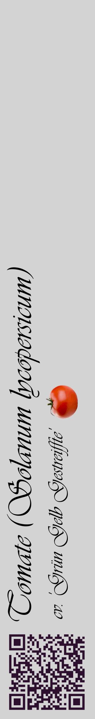 Étiquette de : Solanum lycopersicum cv. 'Grün Gelb Gestreiffte' - format c - style noire56_basiqueviv avec qrcode et comestibilité simplifiée